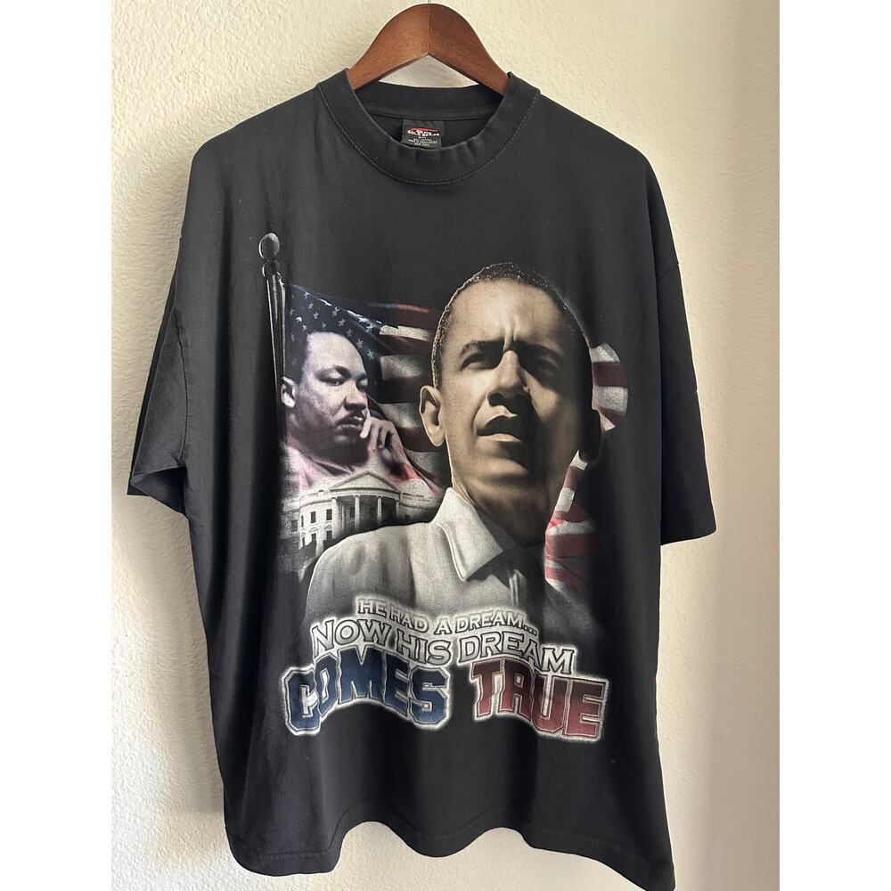 Obama & MLK "He Had A Dream Now His Dream Comes True" Men's 2xl